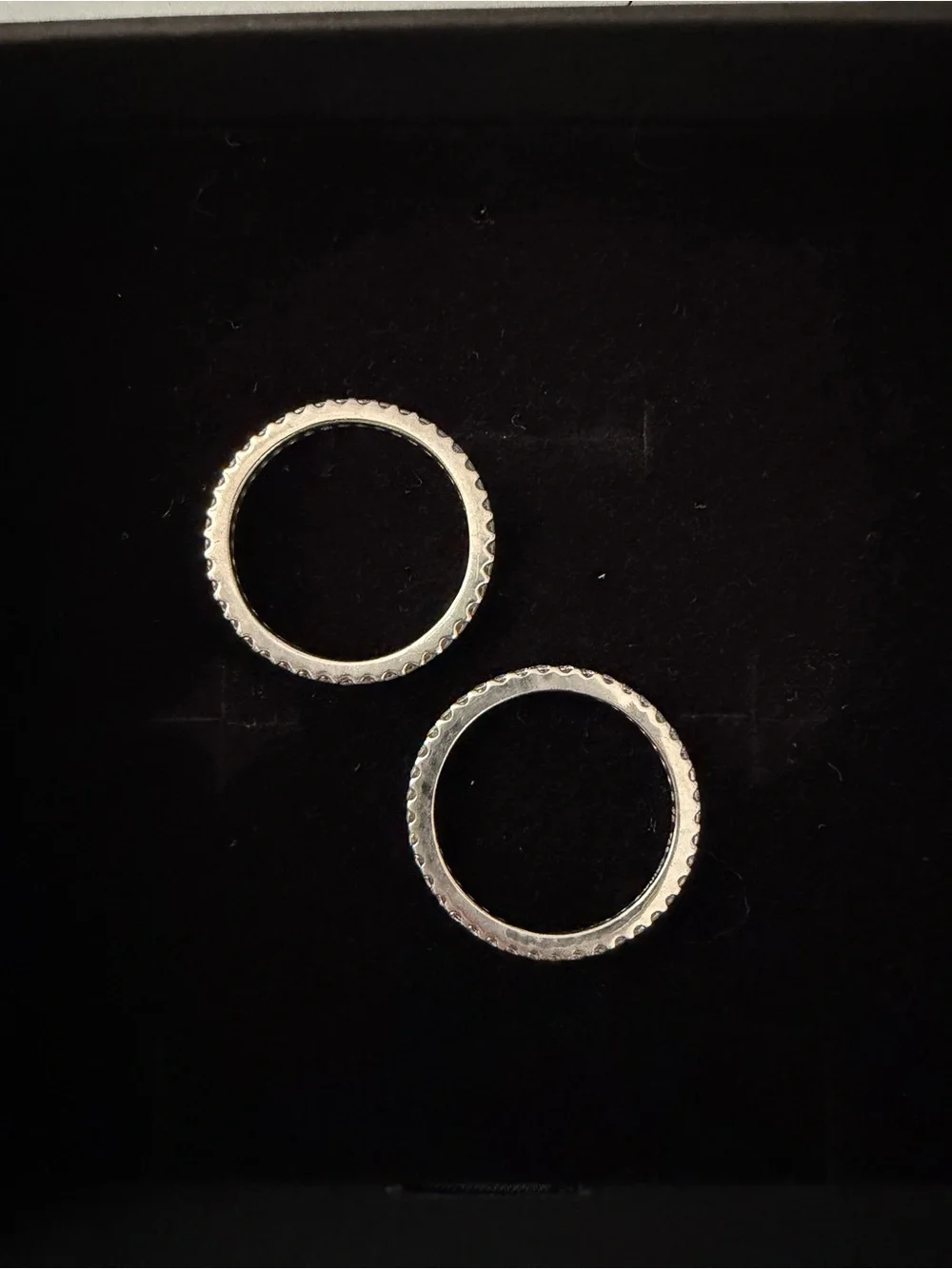 2 QVC Silver-Tone Diamonique Eternity Bands - size 8